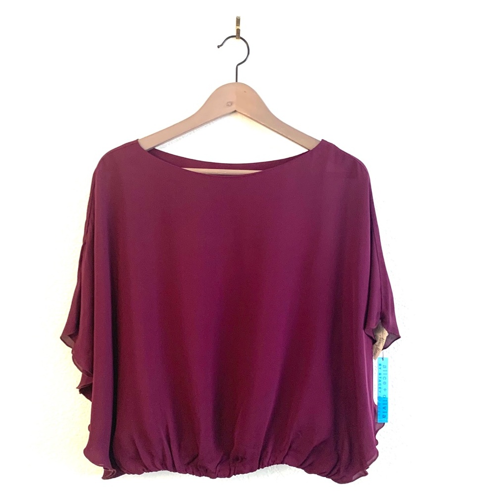 Alice And Olivia Dolman Sleeve Silk Top Purple